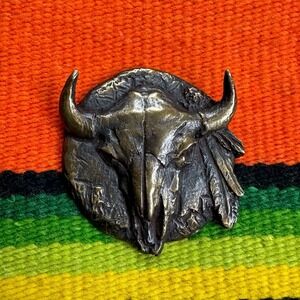 VTG 1990 Prix de West Art by Edward Fraughton Signed Bronze Skull Medallion NAWA